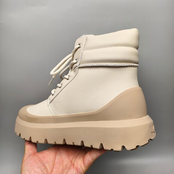 UGG Cream White Womens Thick-Sole Martin Boots - Picture 3 of 7